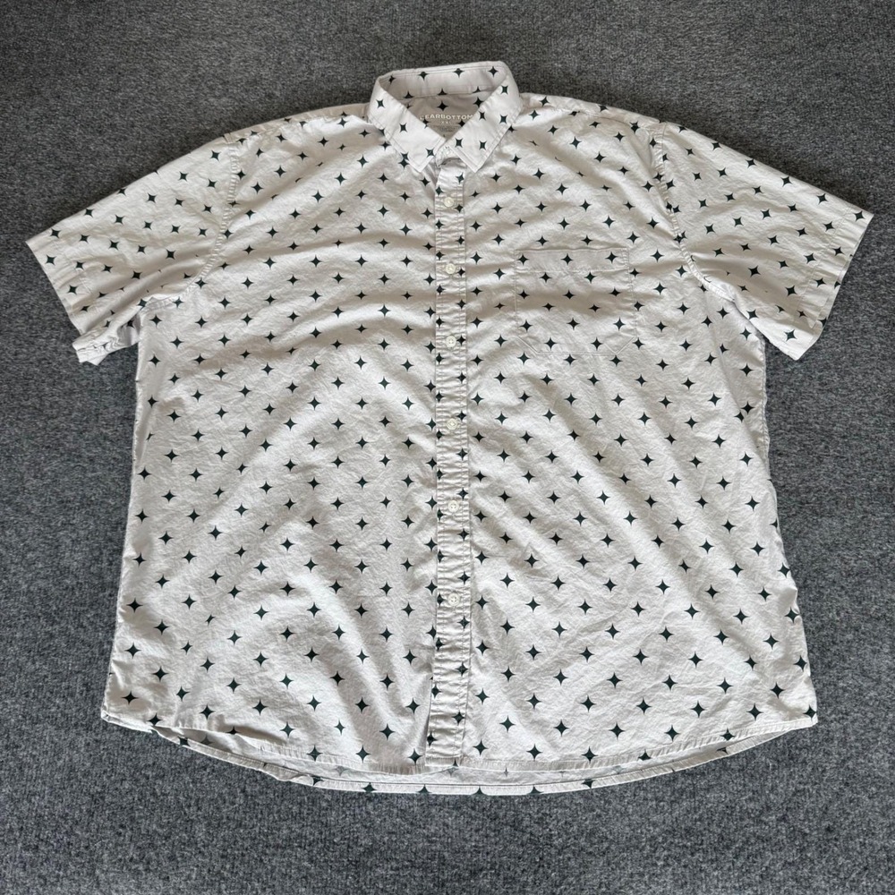 Bearbottom Shirt Mens 2XL Geometric Short Sleeve Button Up Casual‎ Cotton Top